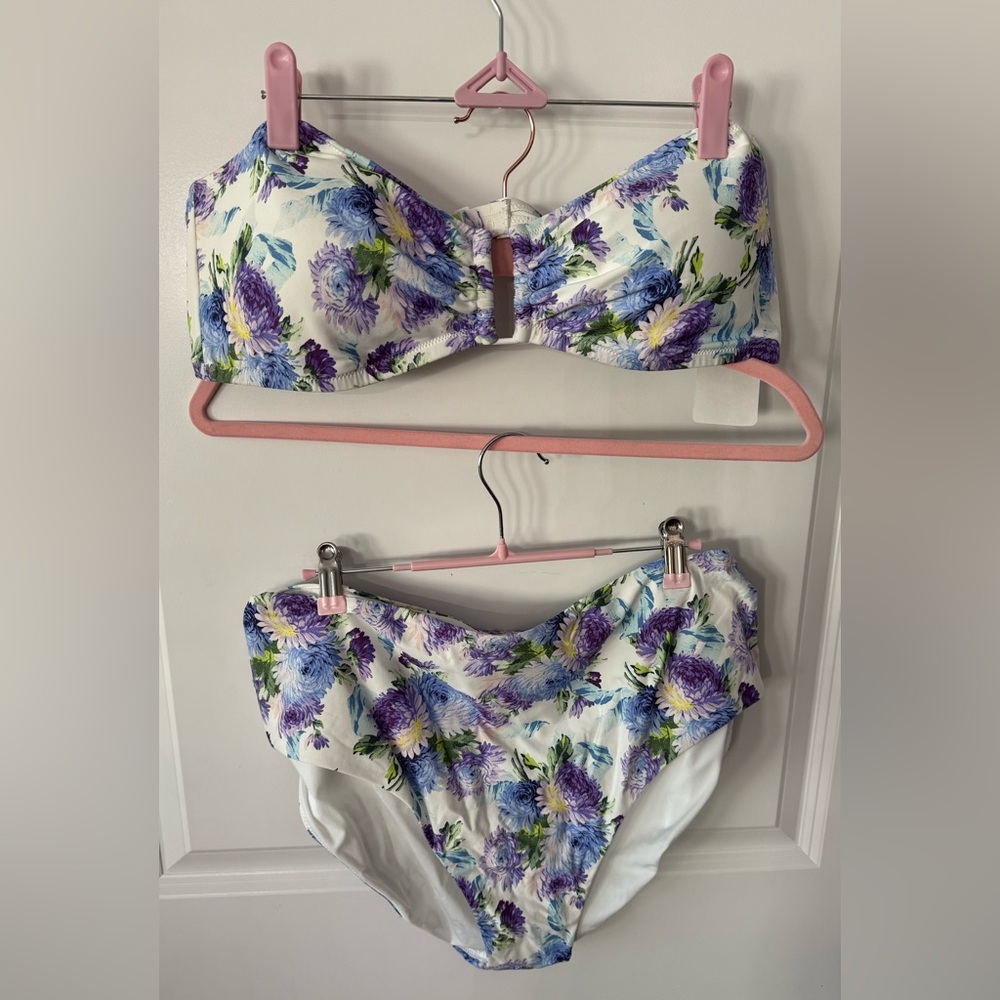 J. Crew Floral Bikini - Purple and Green